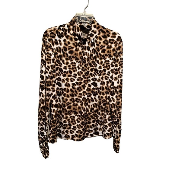 NY & Company 7th Avenue Studio Top Women's XL Leopard Print Turtleneck Pullover - Picture 1 of 4
